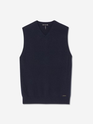 Navy Sun Day Red 3D Tour Cashmere Vest | 426WTQBDR