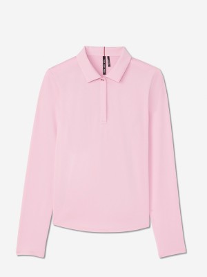 Pink Sun Day Red Long Sleeve Performance Victoria Polo | 512AVITQD